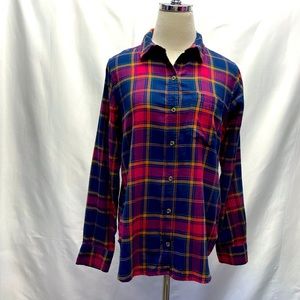 Kohl’s SO Cozy Button Down Plaid Shirt Sz Medium